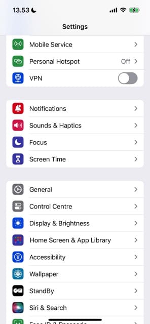 Choose iOS Mobile Service Settings