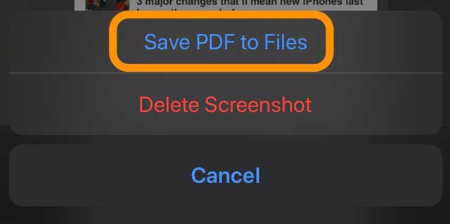 Save pdf to files app iOS 13 and iPadOS