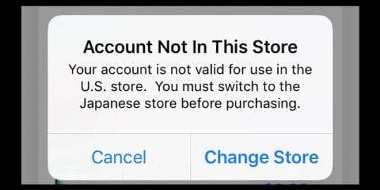 Account not in this store. Your account is not valid for use in the ... store