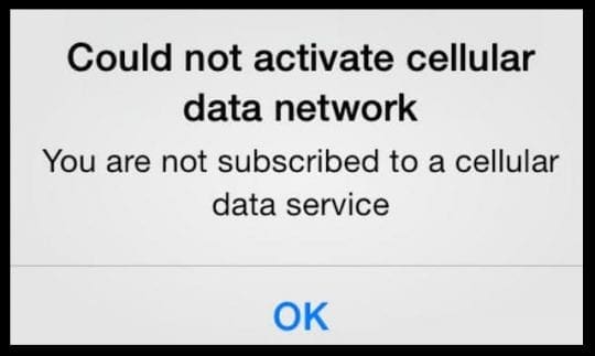 iPhone: "Could Not Activate Cellular Data Network"