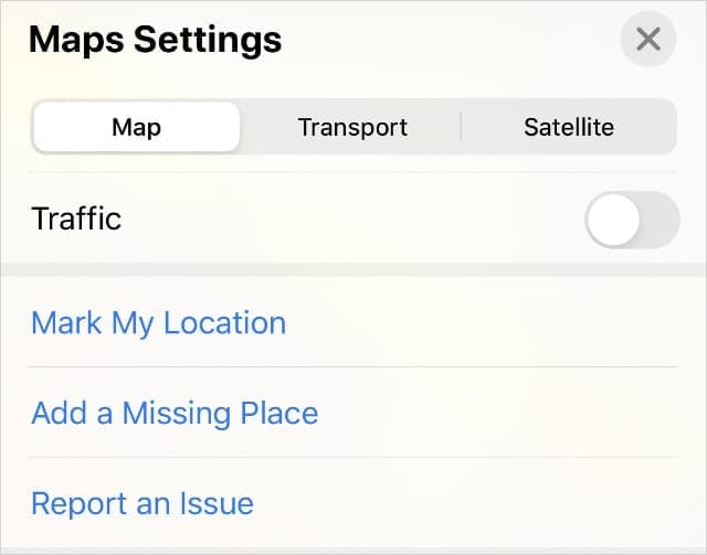 Добавить кнопку пропавшего места в настройках Apple Maps на iPhone