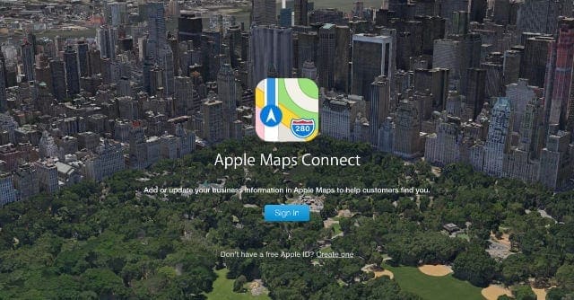 Apple Maps Connect home page banner