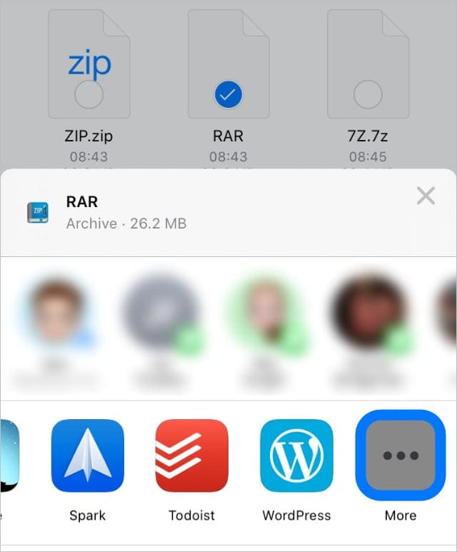 More apps button in Files Share sheet