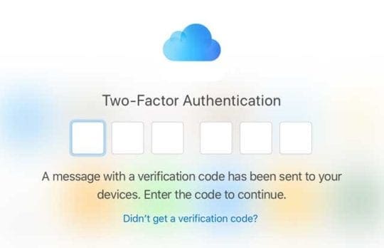 two factor authentication for iCloud.com