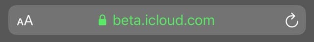 iCloud's beta site address