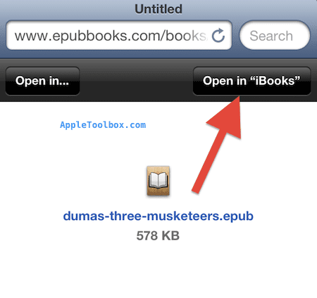 open epub in ibooks