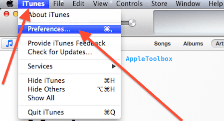 iTunes devices preferences