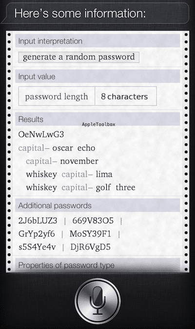 Siri password generator