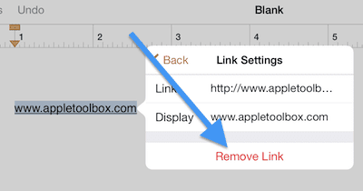 shortcut to remove hyperlink mac