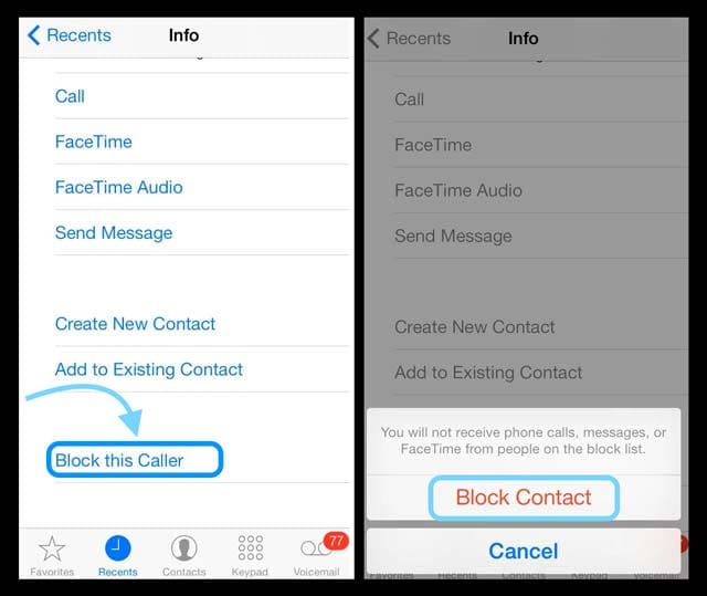 iOS: Can a blocked number leave a voicemail?