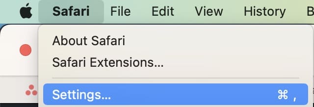 The Settings tab in Safari on Mac