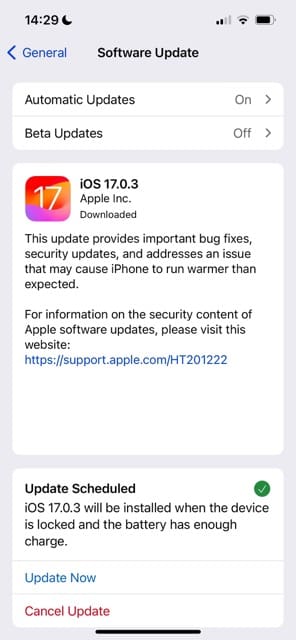 Update software on iOS 17