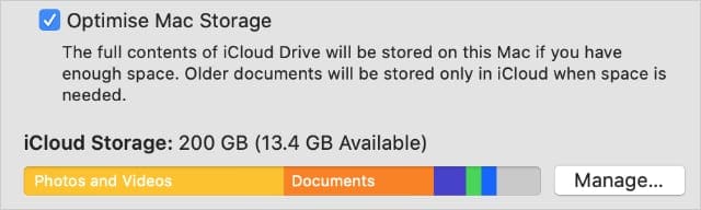 Optimize Mac Storage option from iCloud System Preferences