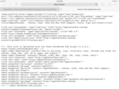 How to view webpage HTML source codes on iPad / iPhone. No ...