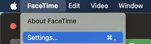 The Settings Tab in FaceTime