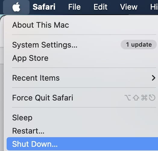 The option to shut down your Mac