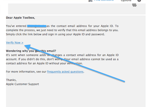 Подтвердить адрес электронной почты Apple ID