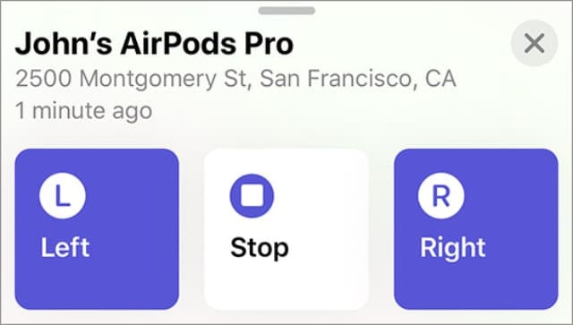 AirPods Find My Play a Sound Left and Right