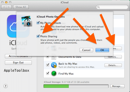 Mac enable photo sharing