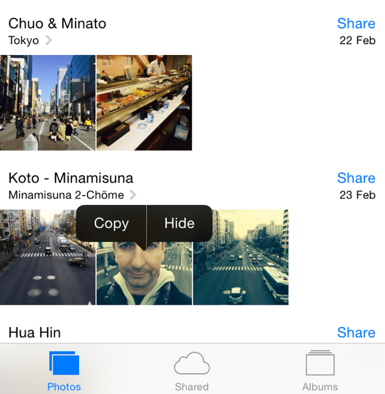iOS 8 Скрыть фото