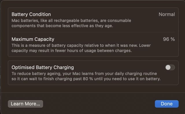 Mac Battery Settings Details in More Depth