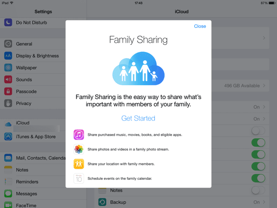 Family Sharing iOS - step 2