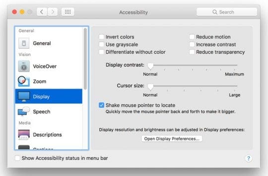 show cursor in word on imac