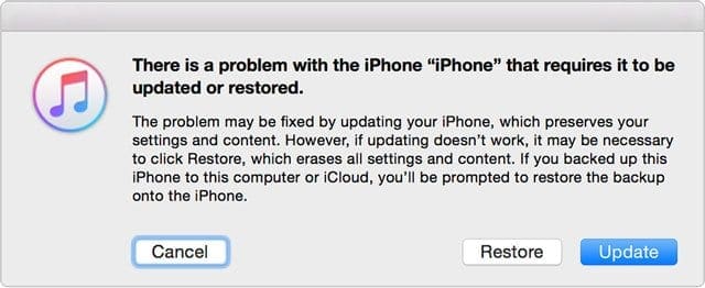 iPhone black screen bug after iOS update, fix