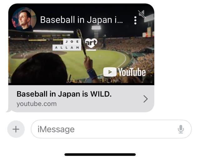 A YouTube Video in the Messages App