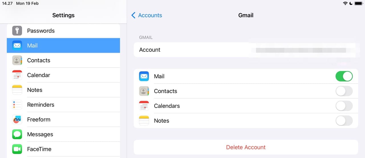 Toggle Off Apple Mail in iOS and iPadOS