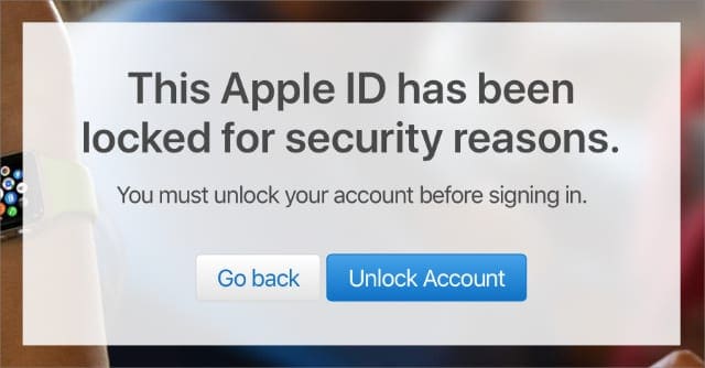 This account has been locked disabled Apple ID message