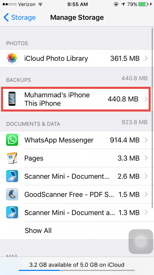 how to backup iphone to icloud in ios 9