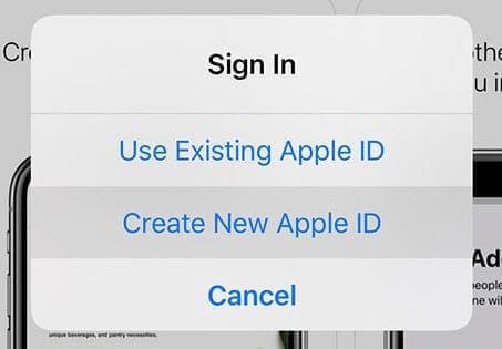 iPhone Utwórz nowy Apple ID