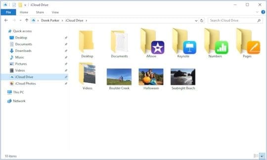 iCloud Drive in File Explorer on PC
