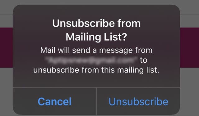 confirm you want to unsubscribe from email mailing list