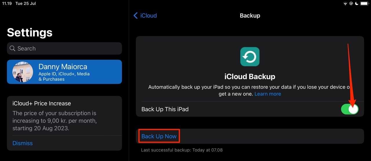 Use iCloud Back Up to keep your files and folders safe while you restore your device