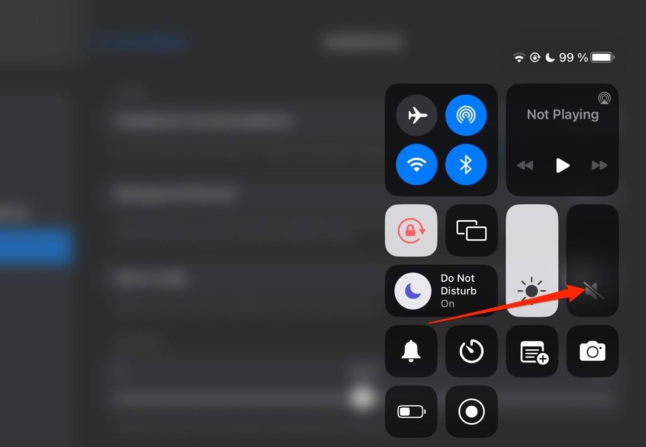 Change the Volume in the Control Center on iPad