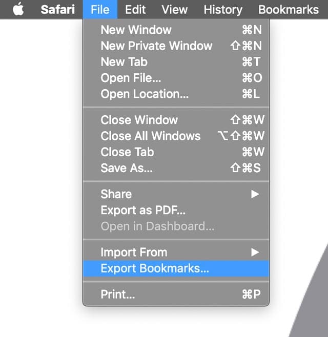 Mac export Safari Bookmarks