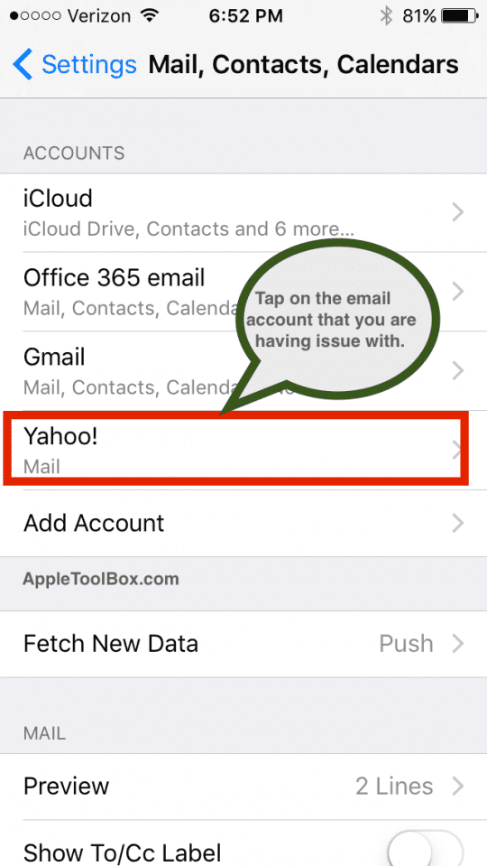 Mail Issues After upgrade iOS 9.3.1
