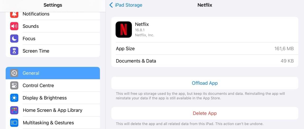 Offload Netflix on your iPad