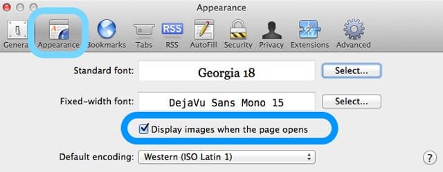 safari mac display images when page opens