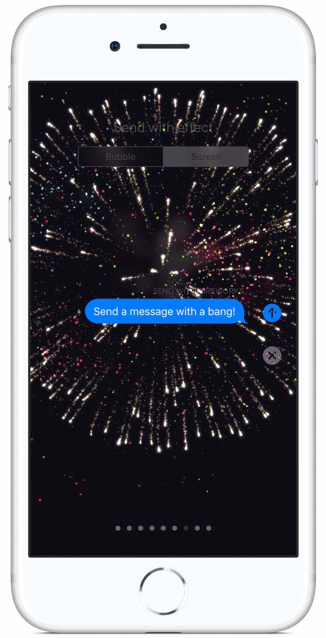 iMessage fullscreen efekt fajerwerków