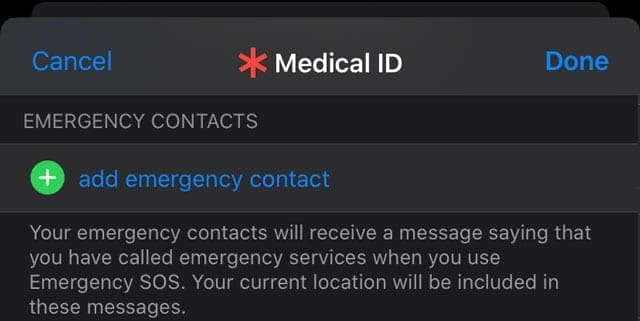 добавить контакты для экстренных случаев в приложение для здоровья iPhone
