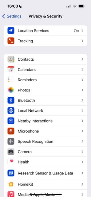 Settings app and choose Location Services