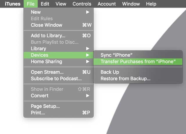 transfer device purchases using iTunes
