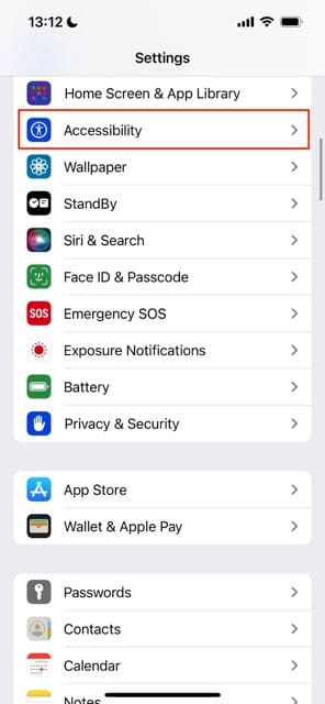 iPhone Accessibility Settings in iOS 17