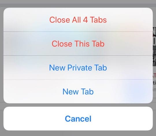 close Safari open tabs on iPhone