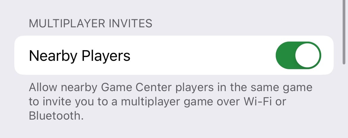 Allow Nearby Players to Invite You to Games
