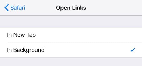 iPhone Safari iOS open links in the background
