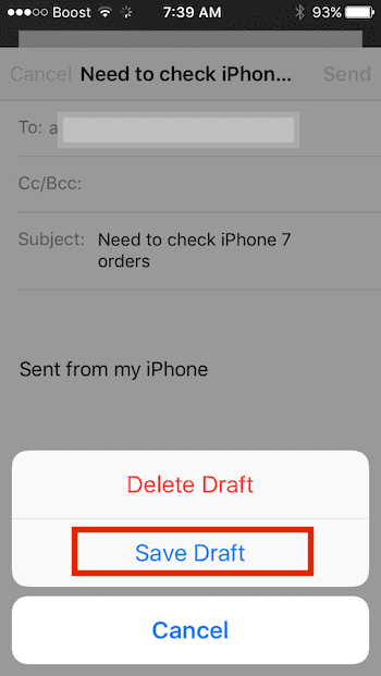 iOS 10 Mail Draft